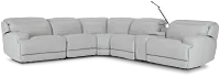 Reign Gray Lthr/vinyl Medium Triple Power 2-arm Sectional
