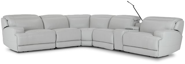 Reign Gray Lthr/vinyl Medium Triple Power 2-arm Sectional