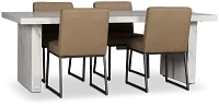 Viscaya White Table & 4 Light Taupe Upholstered Chairs