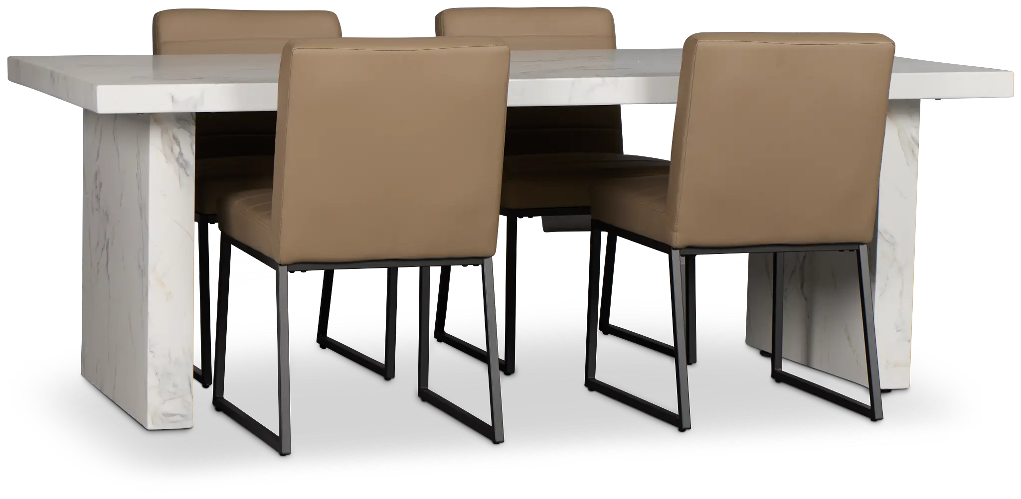 Viscaya White Table & 4 Light Taupe Upholstered Chairs Viscaya White Table & 4 Light Taupe Upholstered Chairs