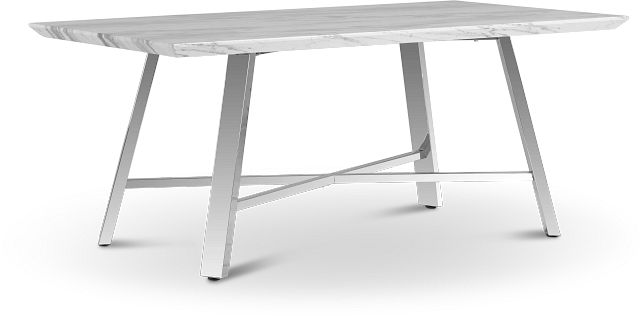 Capri White 70" Rectangular Table With Stainless Steel Legs (3)