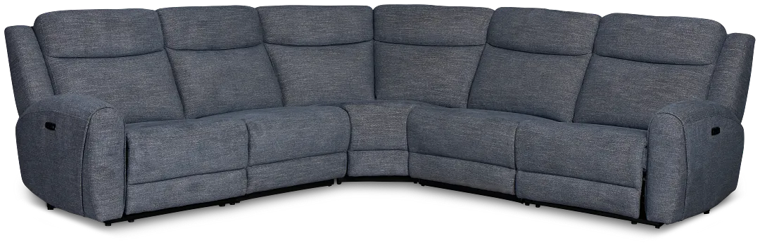 Walker Blue Fabric Small Two-arm Power Reclining Sectional