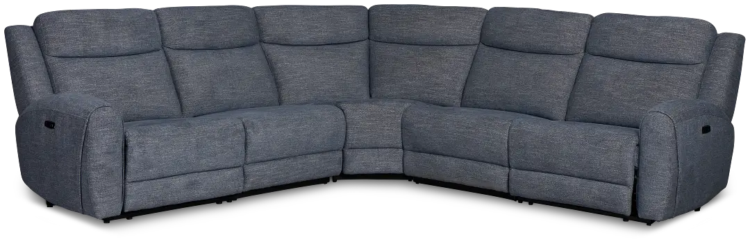 Walker Blue Fabric Small Two-arm Power Reclining Sectional Walker Blue Fabric Small Two-arm Power Reclining Sectional