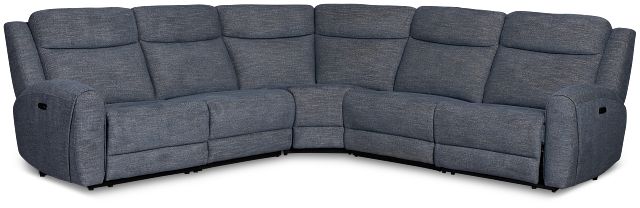 Walker Blue Fabric Small Two-arm Power Reclining Sectional