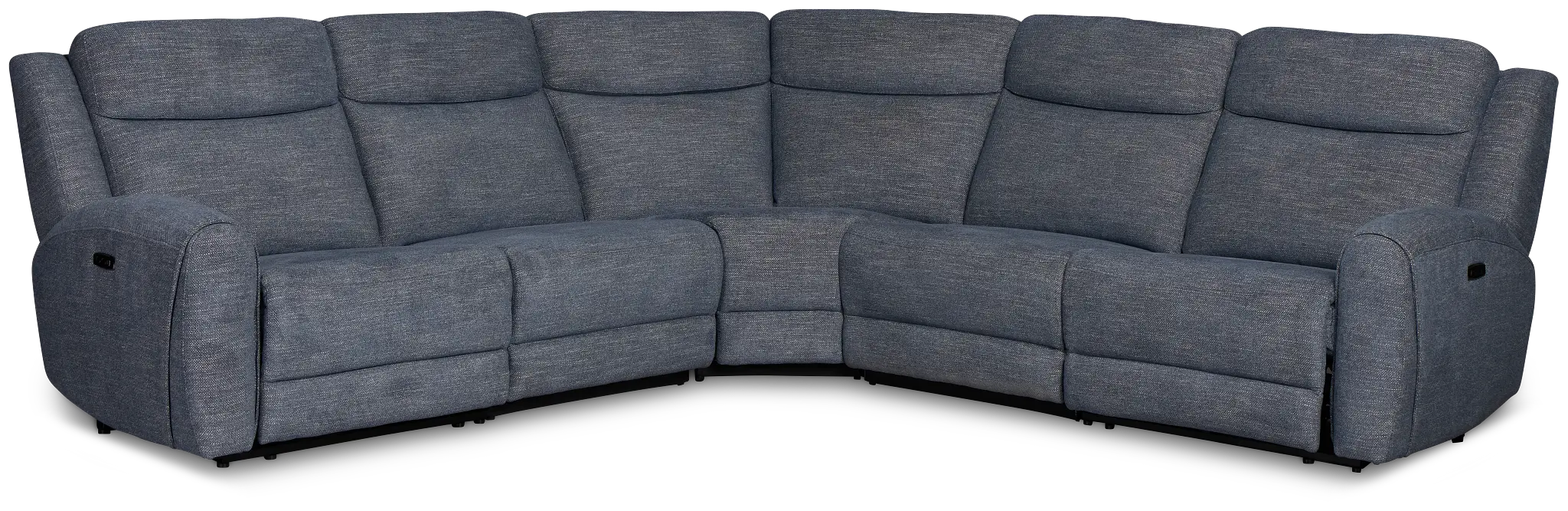 Walker Blue Fabric Small Two-arm Power Reclining Sectional Walker Blue Fabric Small Two-arm Power Reclining Sectional