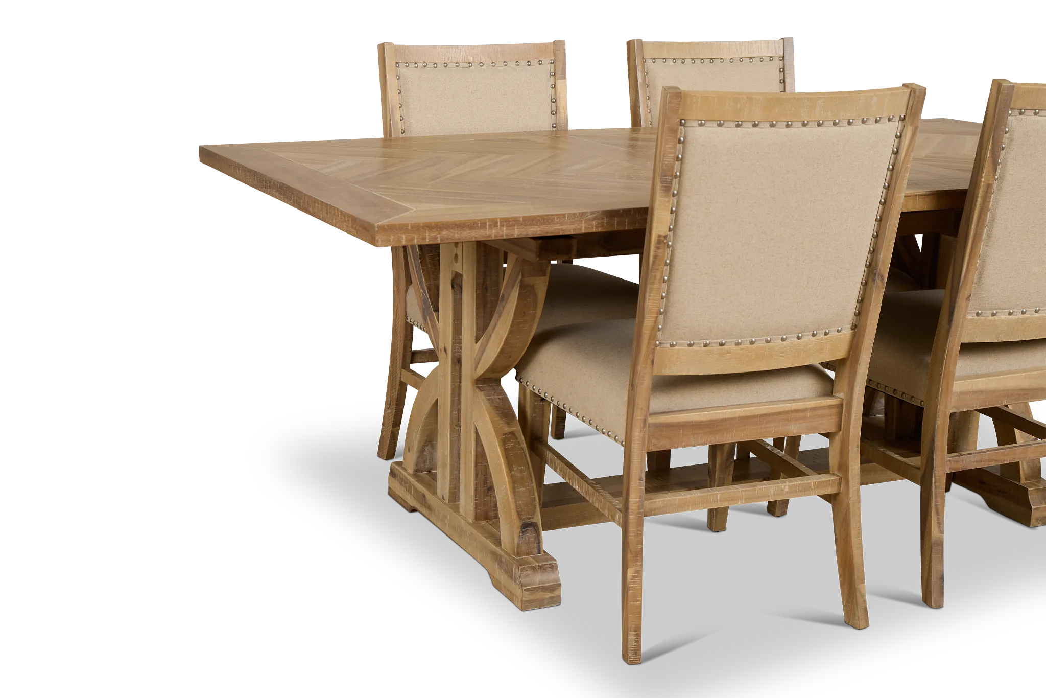 Joplin Light Tone Extension Rectangular Table & 4 Upholstered Chairs