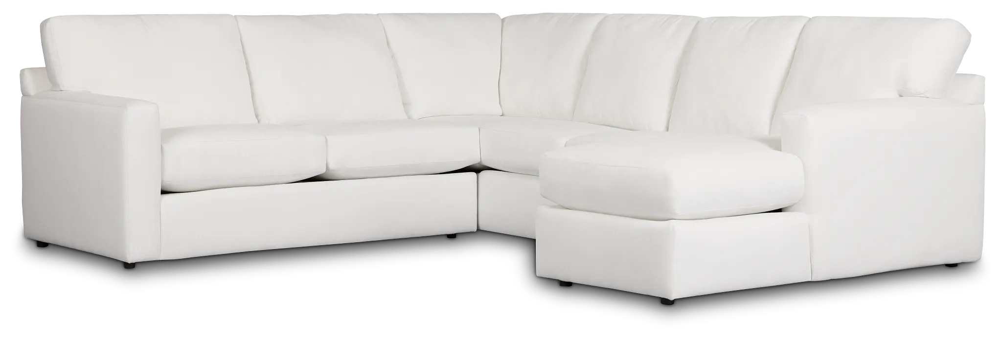 Rhodes White Fabric Medium Right Chaise Sectional