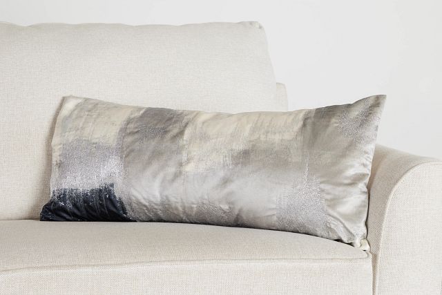 Langston Gray Velvet Lumbar Accent Pillow