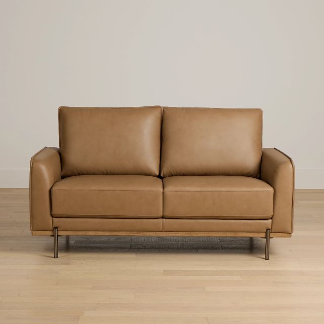 Tessa Light Brown Leather Loveseat