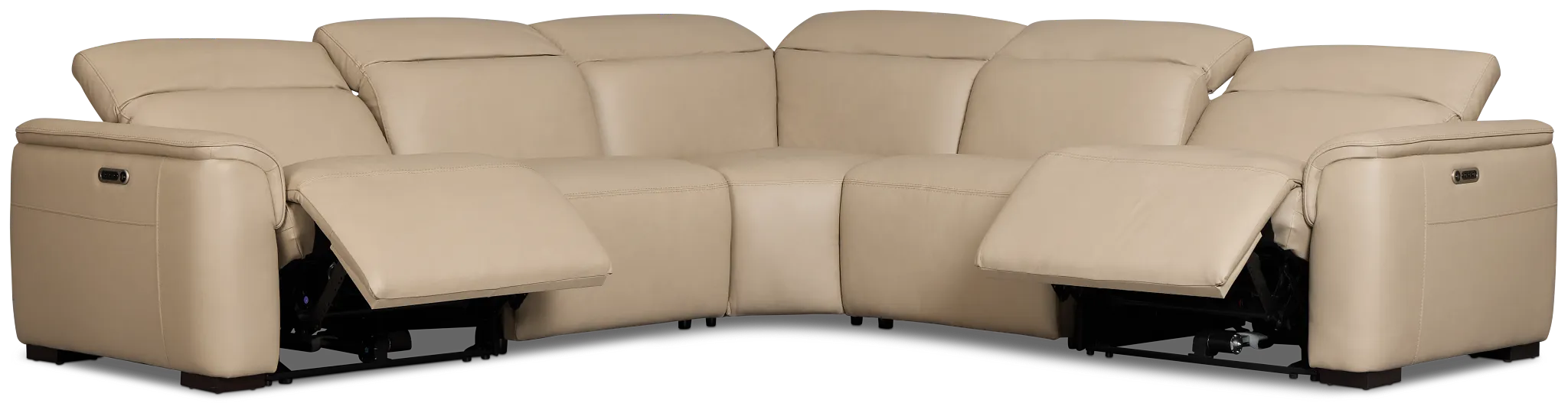 Brodie Taupe Lthr/vinyl Small Dual Power Reclining Two-arm Sectional