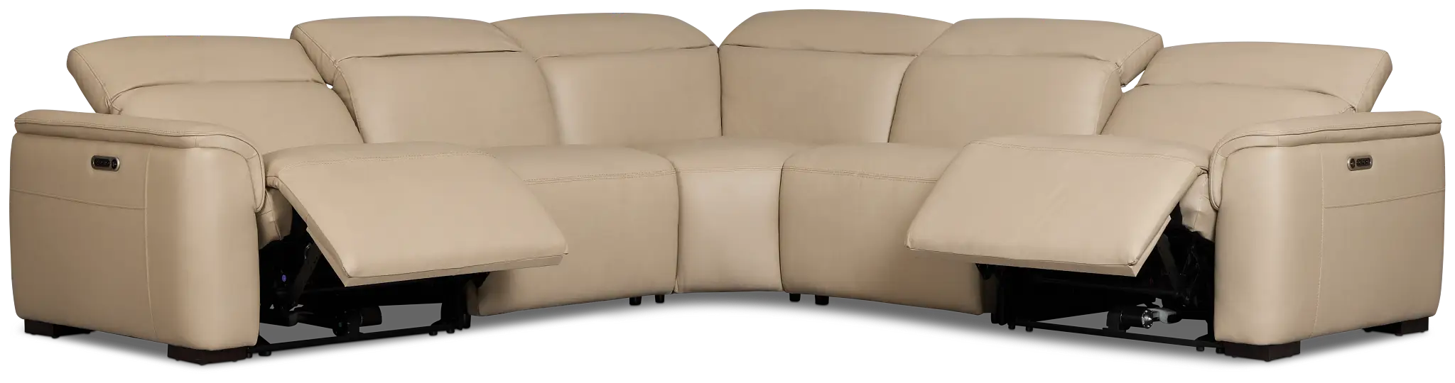 Brodie Taupe Lthr/vinyl Small Dual Power Reclining Two-arm Sectional Brodie Taupe Lthr/vinyl Small Dual Power Reclining Two-arm Sectional