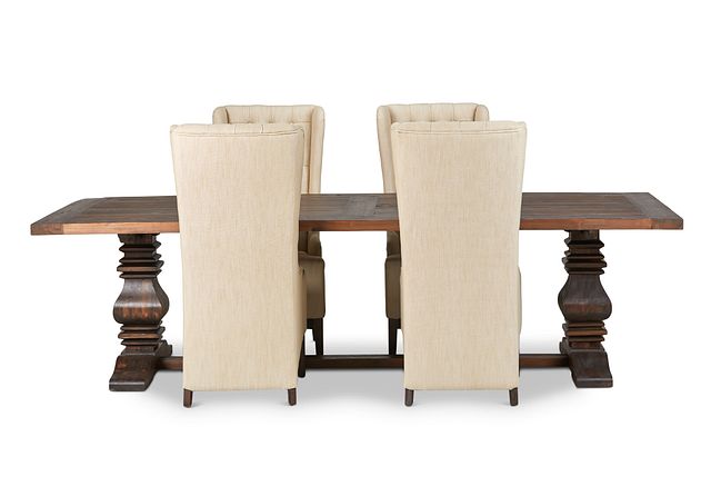 Hadlow Mid Tone 110" Table & 4 Upholstered Chairs (2)