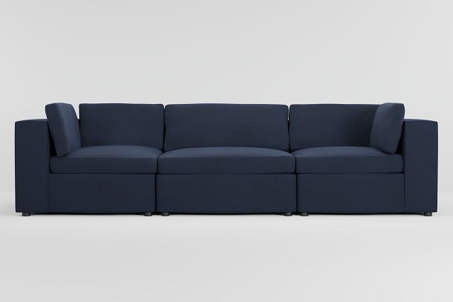 Destin Peyton Dark Blue Fabric 3-piece Modular Sofa
