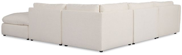 Serena White Fabric 5-piece Left Facing Bumper Sectional