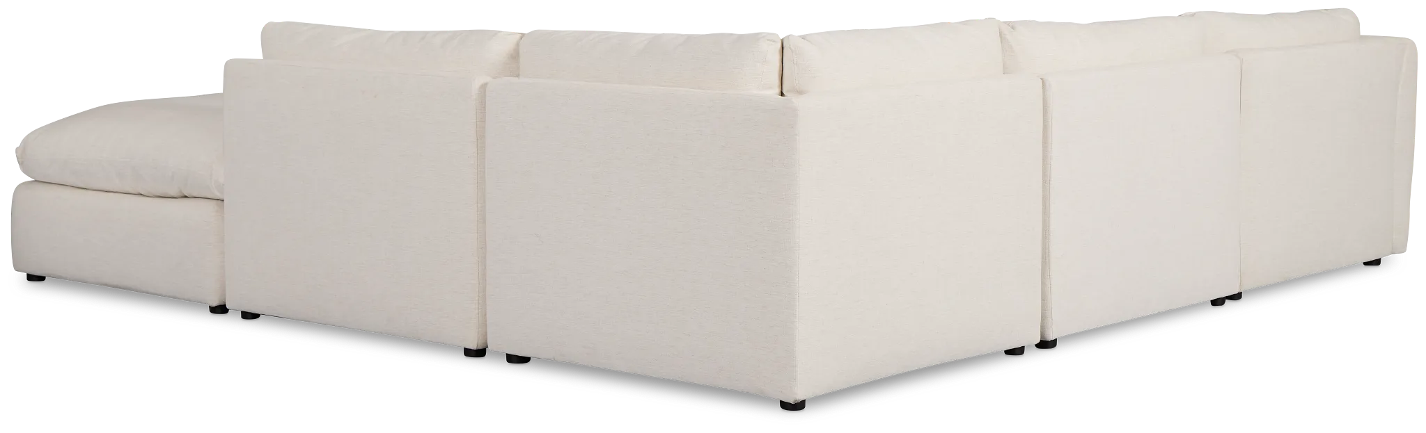 Serena White Fabric 5-piece Left Facing Bumper Sectional