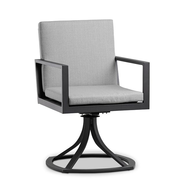 Linear Dark Gray Swivel Arm Chair