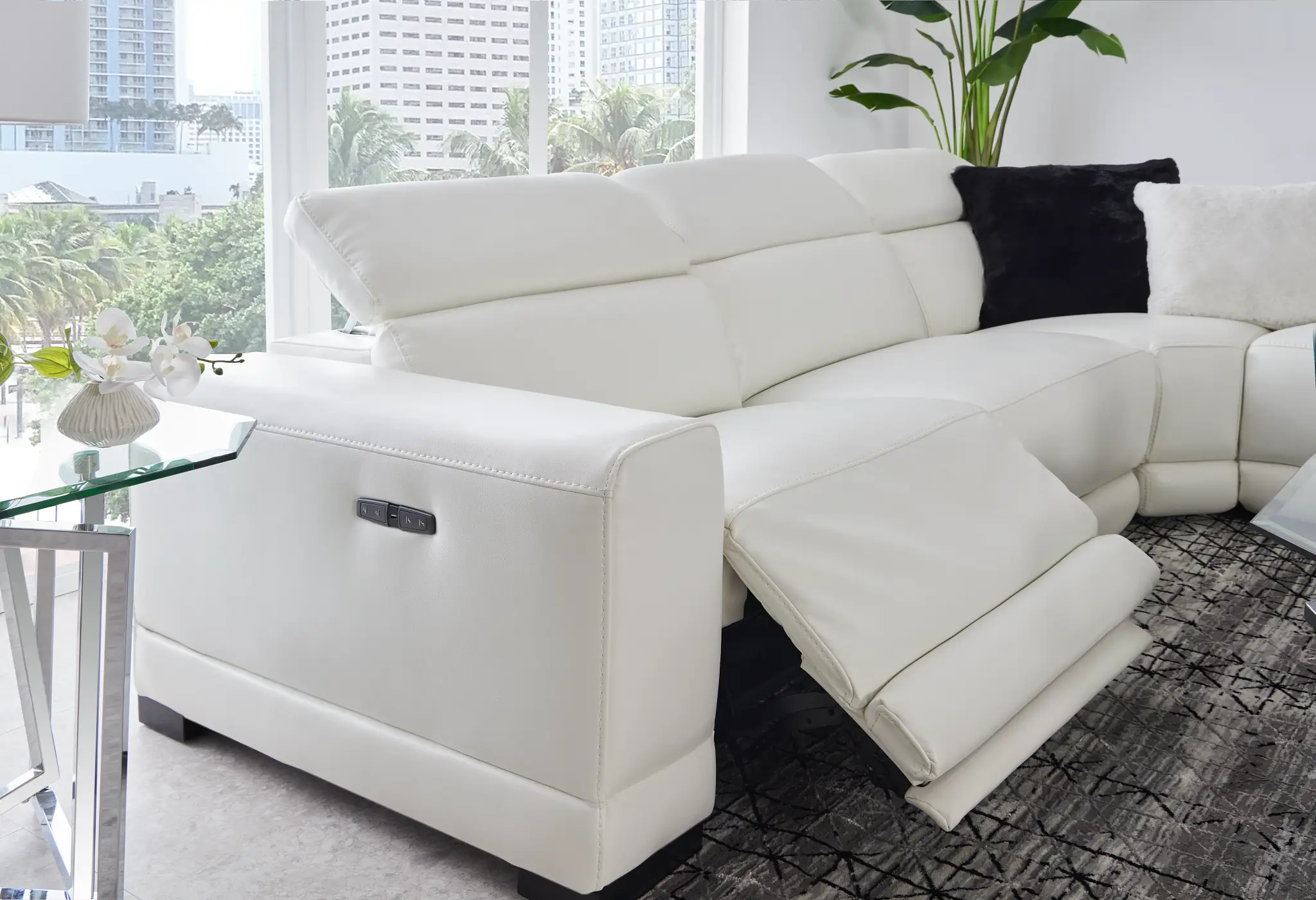 Lombardy White Micro Medium Triple Power 2-arm Sectional Lombardy White Micro Medium Triple Power 2-arm Sectional