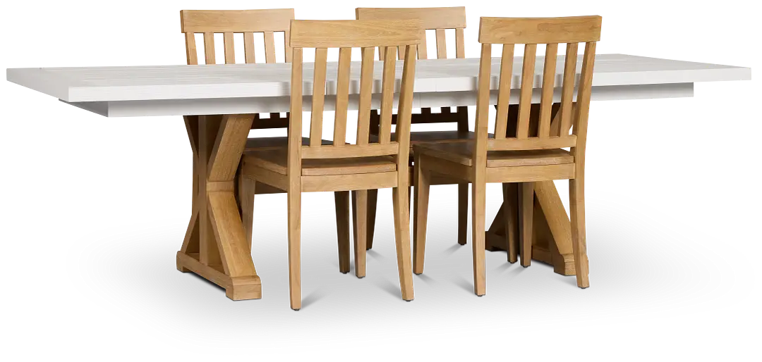 Nantucket Two-tone Pine Table & 4 Wood Chairs Nantucket Two-tone Pine Table & 4 Wood Chairs