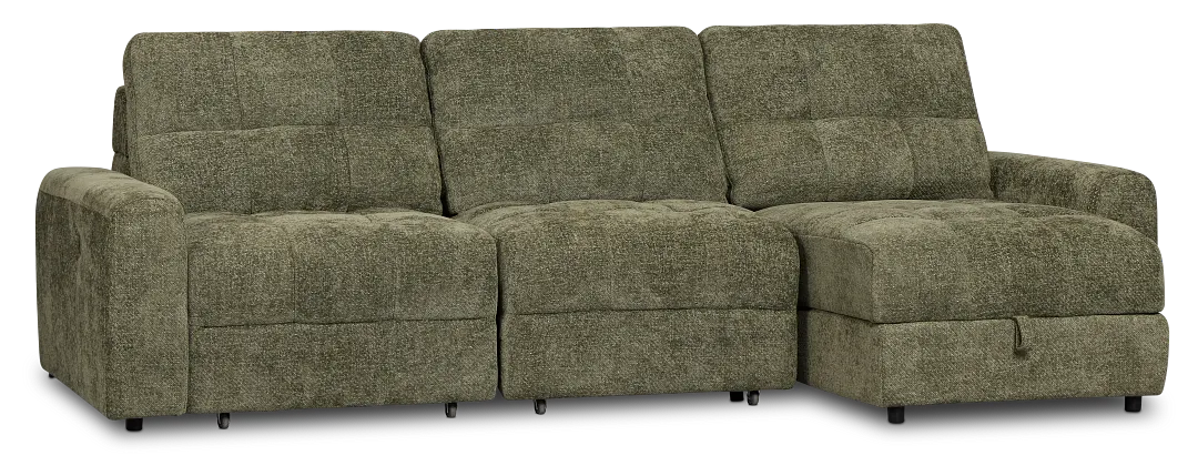 Hendrix Green Fabric Right Power Extension Chaise Sectional