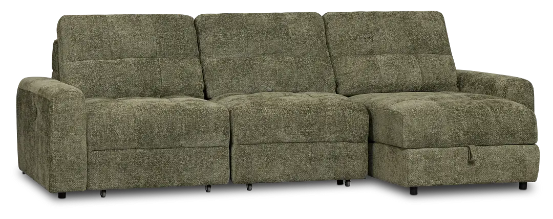 Hendrix Green Fabric Right Power Extension Chaise Sectional Hendrix Green Fabric Right Power Extension Chaise Sectional