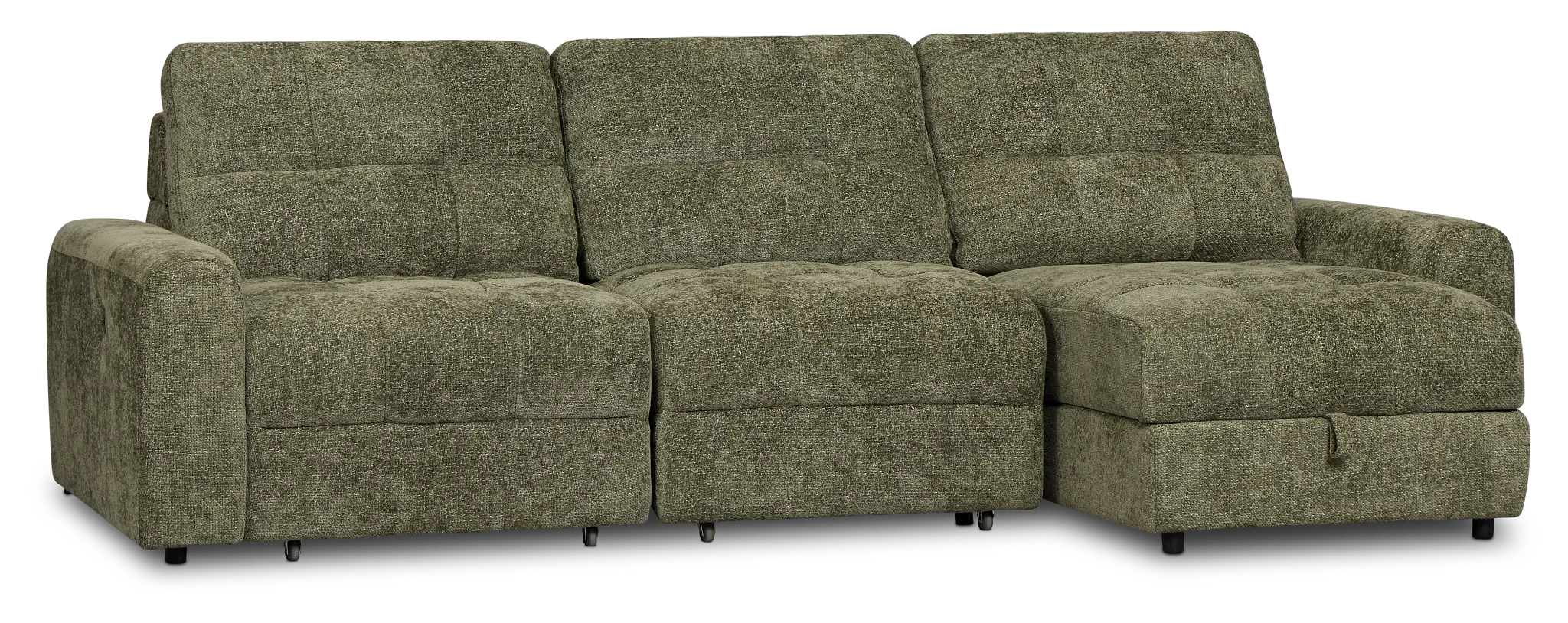 Hendrix Green Fabric Right Power Extension Chaise Sectional