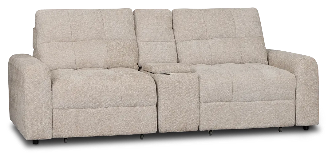 Hendrix Light Taupe Fabric Power Extension Chaise Console Loveseat