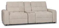 Hendrix Light Taupe Fabric Power Extension Chaise Console Loveseat