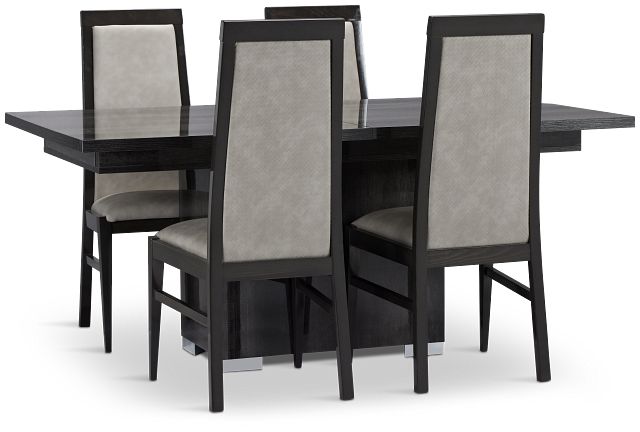 Verona Dark Gray Rectangular Table & 4 Upholstered Chairs
