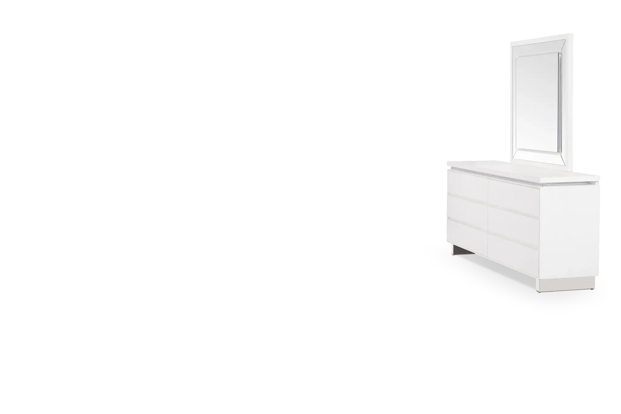 Bal Harbour White Dresser & Mirror Bal Harbour White Dresser & Mirror