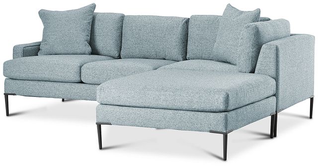 Morgan Teal Fabric Small Right Bumper Sectional W/ Metal Legs (0)