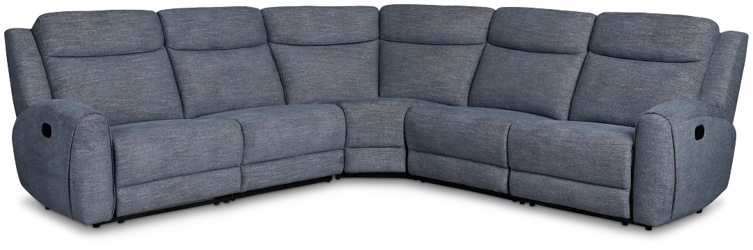 Walker Blue Fabric Small Two-arm Manually Reclining Sectional