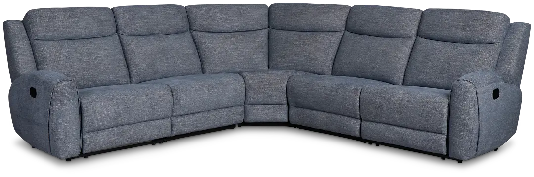 Walker Blue Fabric Small Two-arm Manually Reclining Sectional Walker Blue Fabric Small Two-arm Manually Reclining Sectional