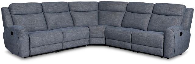 Walker Blue Fabric Small Two-arm Manually Reclining Sectional