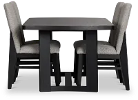 Modesto Black Rectangular Table & 4 Upholstered Chairs