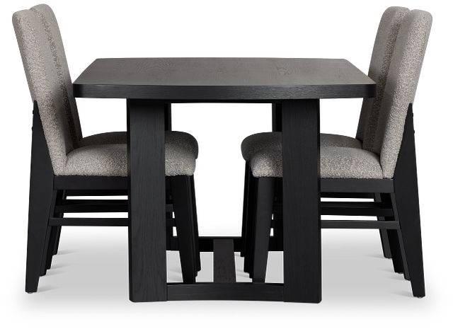 Modesto Black Rectangular Table & 4 Upholstered Chairs