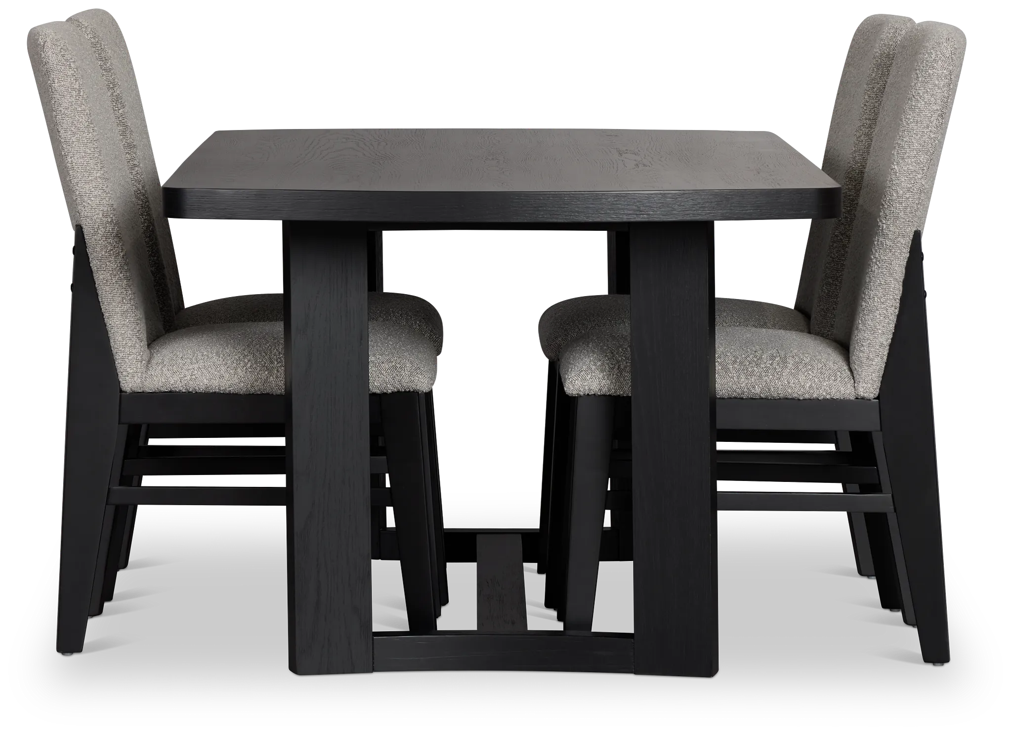 Modesto Black Rectangular Table & 4 Upholstered Chairs