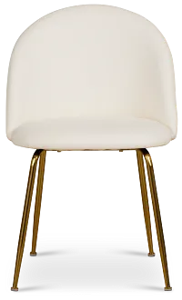 Capri White Micro Upholstered Side Chair W/ Gold Legs