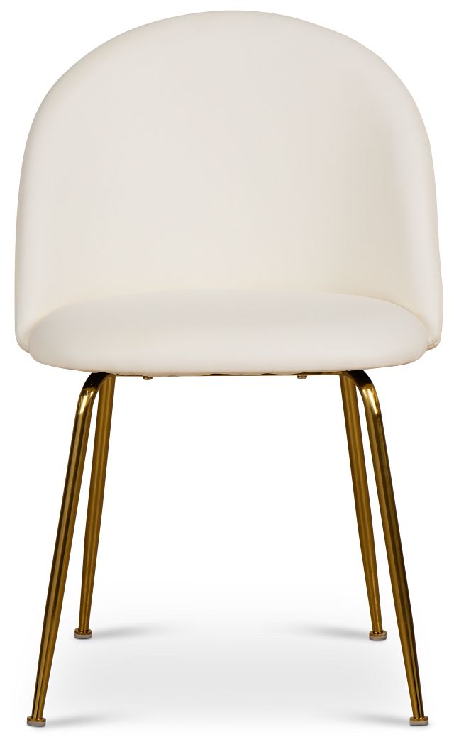 Capri White Micro Upholstered Side Chair W/ Gold Legs