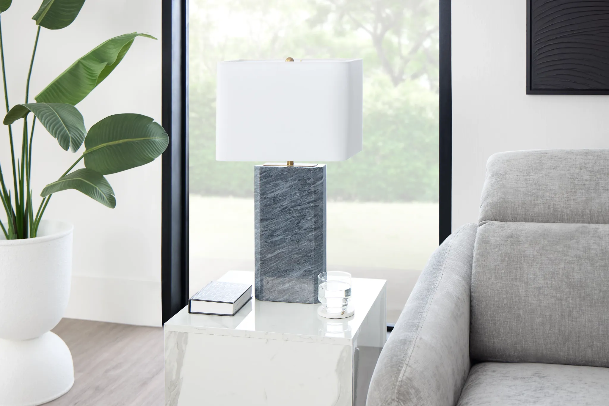 Meko Gray Marble Table Lamp