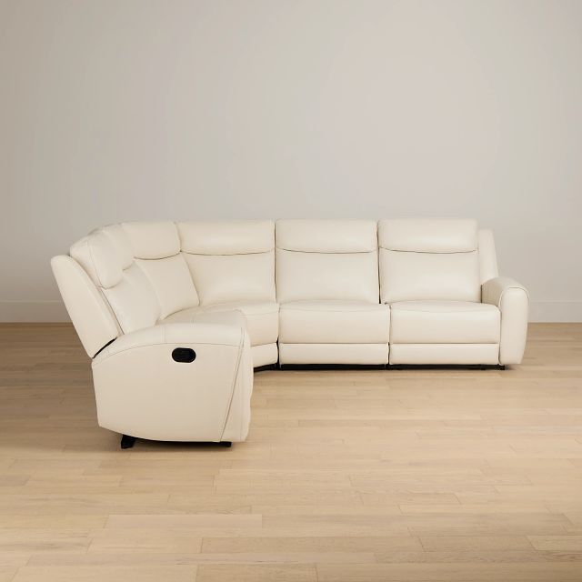 Walker Ivory Lthr/vinyl Small Two-arm Manually Reclining Sectional