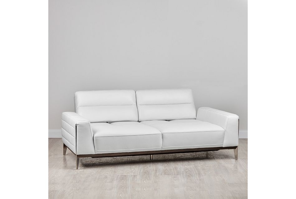 Gatlin White Leather Push Back Sofa Living Room Gatlin White Leather Push Back