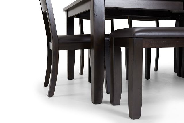Navarro Dark Tone Rect Table, 4 Chairs & Bench (6)