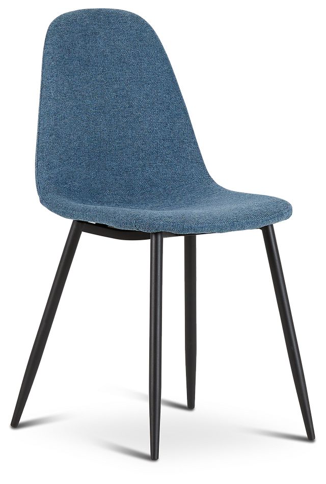Havana Blue Upholstered Side Chair W/ Black Legs