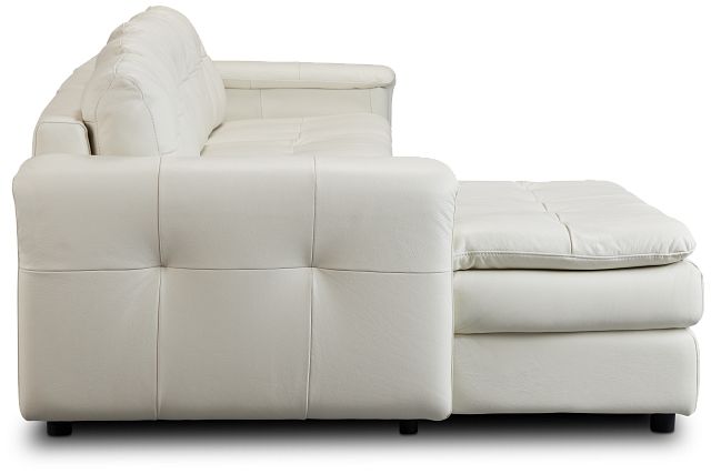 Rowan Light Beige Leather Small Left Chaise Sectional
