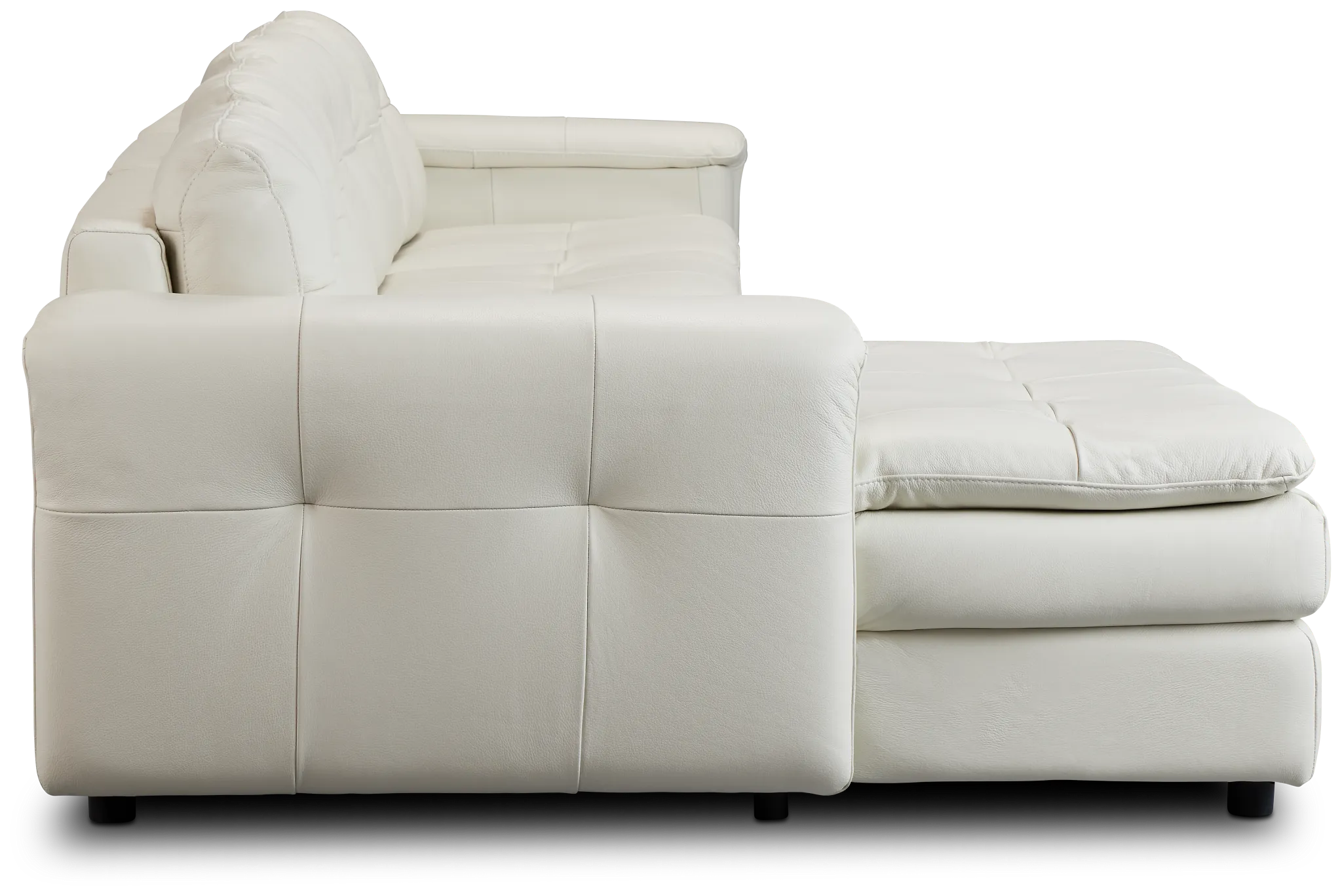 Rowan Light Beige Leather Small Left Chaise Sectional