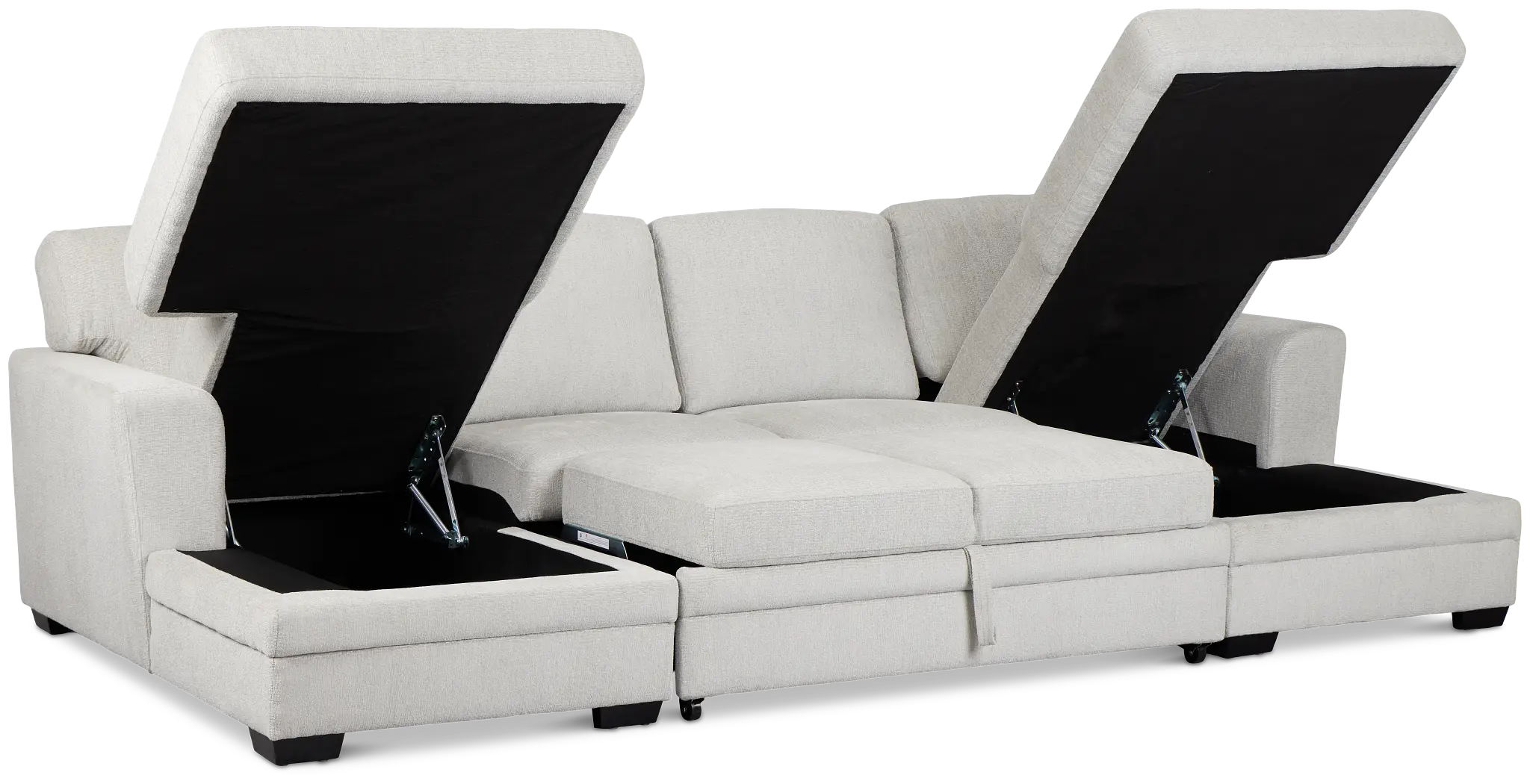 Everly Gray Fabric Double Chaise Sleeper Storage Sectional Everly Gray Fabric Double Chaise Sleeper Storage Sectional