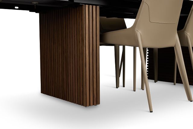 Wayne Two-tone Stone Rectangular Table & 4 Beige Upholstered Chairs