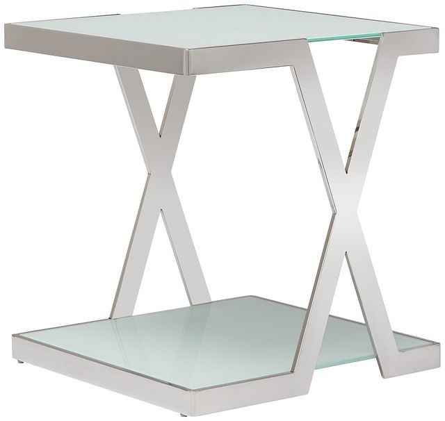 Delia White Square End Table