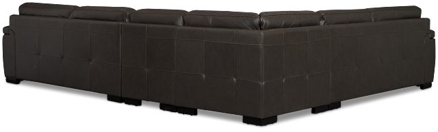 Braden Dark Gray Leather Medium Two-arm Sectional