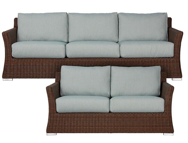 Southport Teal Woven Outdoor Living Room Set